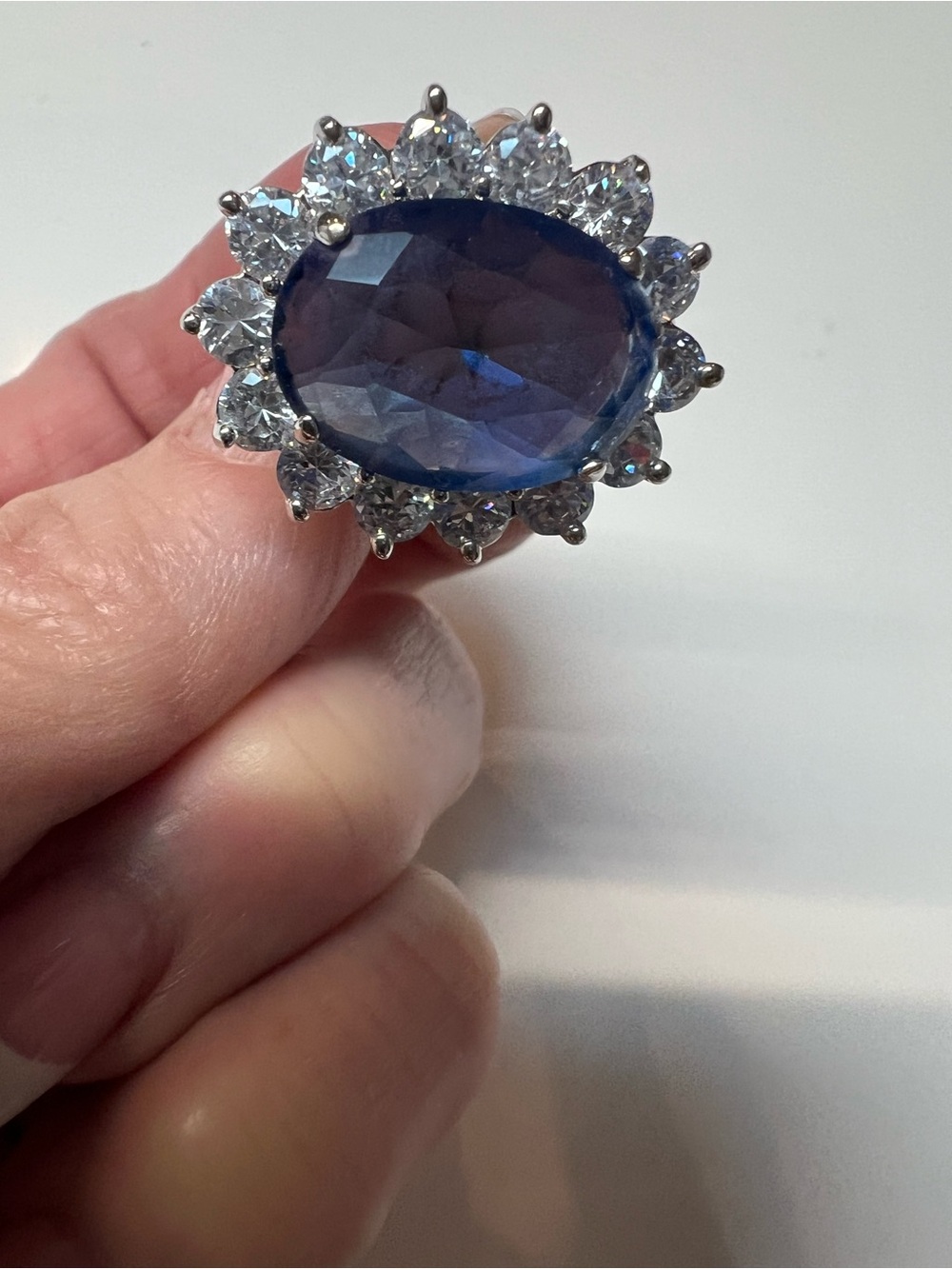 Kenneth Jay Lane Princess Diana inspired sapphire and cubic zirconia ring. - Picture 3 of 6